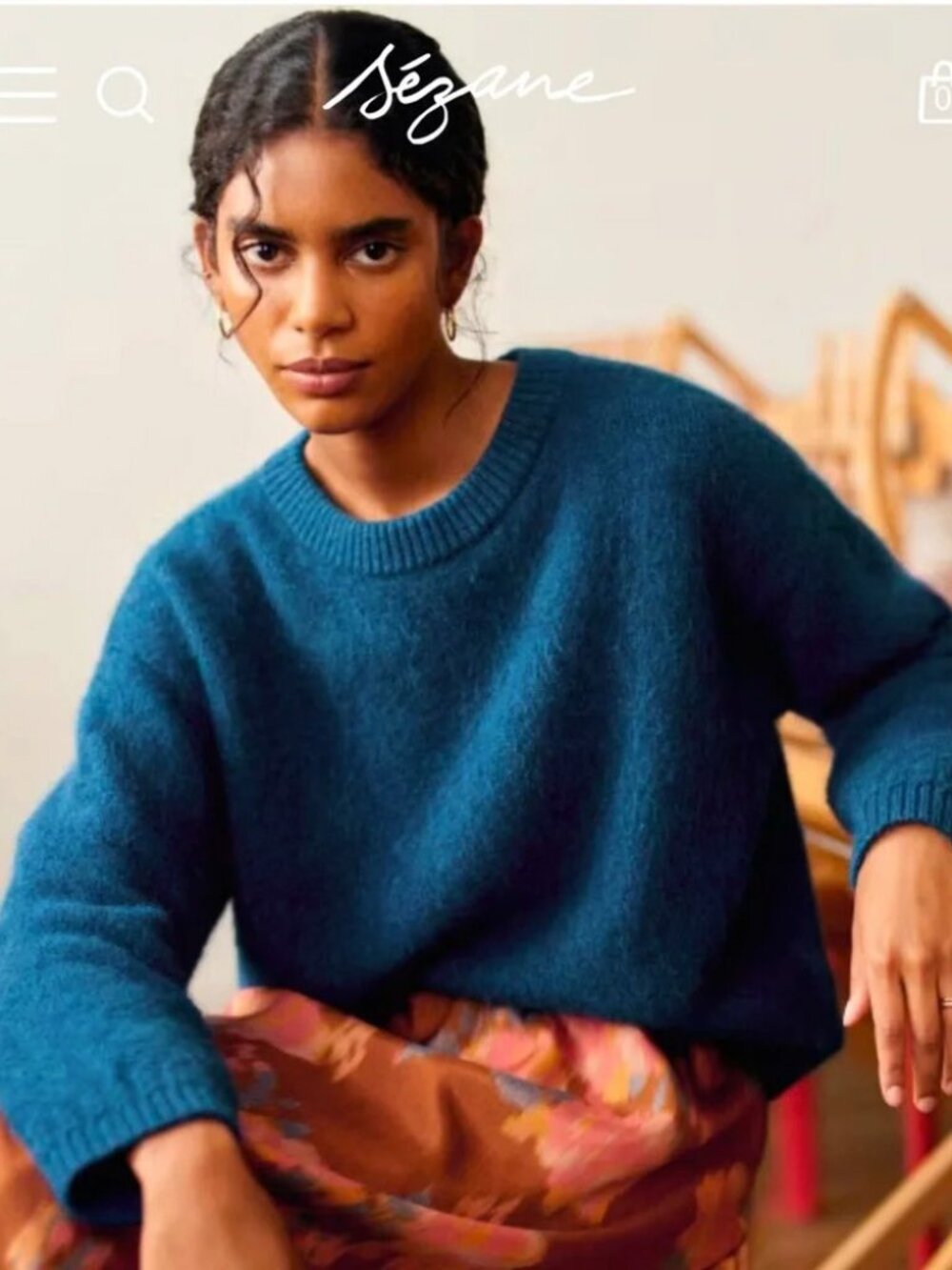 Like New Sezane Amiel Alpaca Blend Crewneck Sweater Atlantic Blue XXS